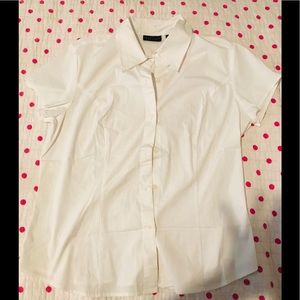 White button down shirt. Short sleeve. Office wear